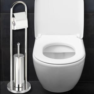 Porte Papier Toilette avec Brosse WC - INOX