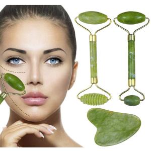 Set rouleau en jade naturel + outil Gua Sha